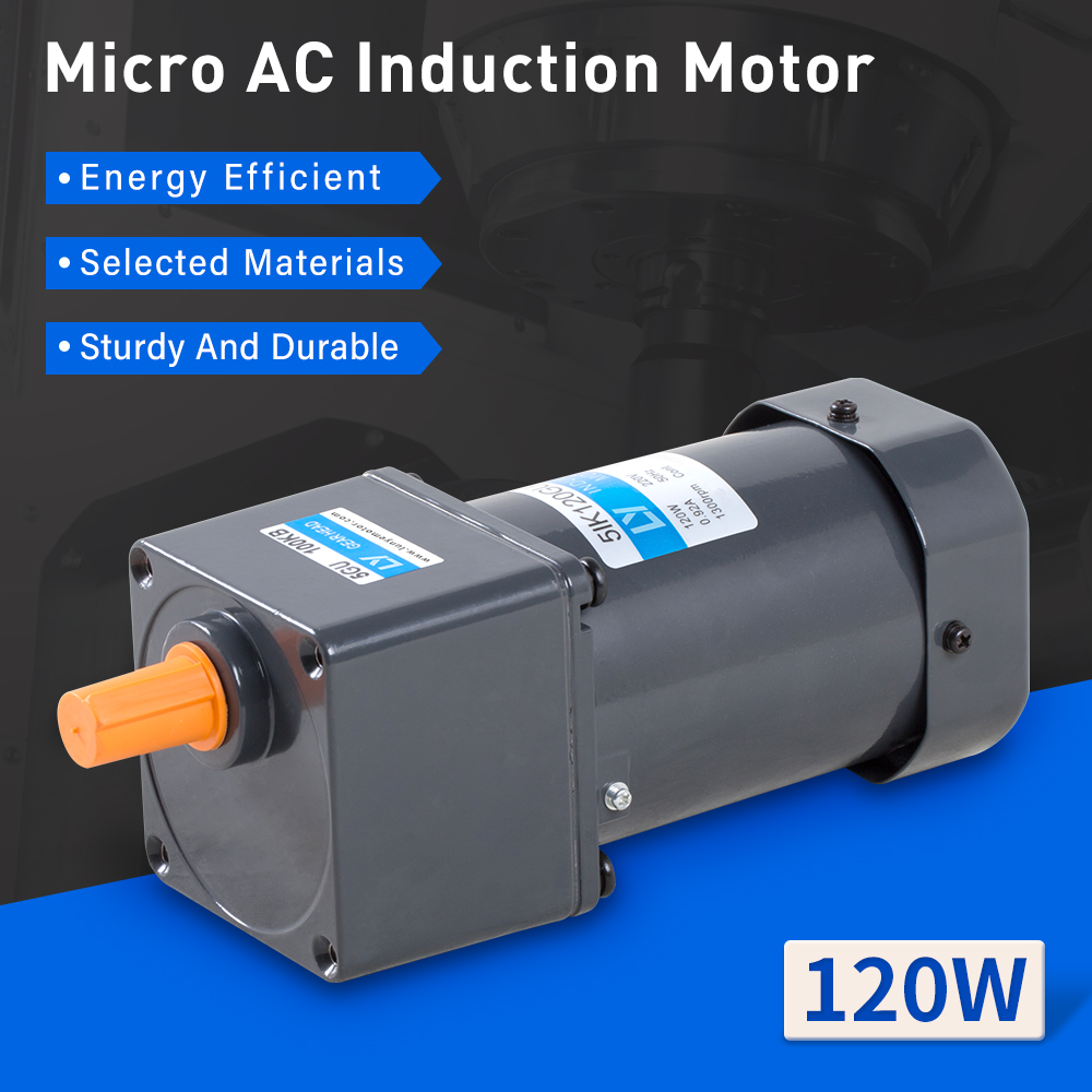 Low speed high torque 110V 220V 50Hz 60Hz 1phase 3phase 120W ac gear induction motor with gearbox