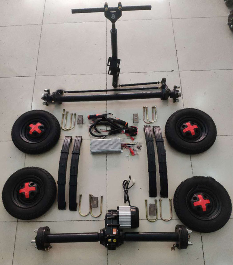 Electric tricycle four wheeled modified vehicle assembly 60v 1200w complete drum brake rear differential axle