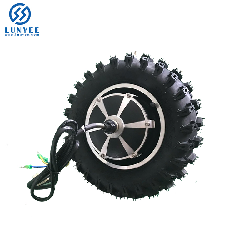 10inch Gearless Geared Hub Motor Low Speed 3-12kmh high Torque 30-50Nm Double Shaft with Off-road Tire Hub Motor