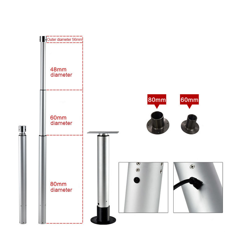 customize telescopic 3 stage 24V 1500N 1000mm tubular linear actuator